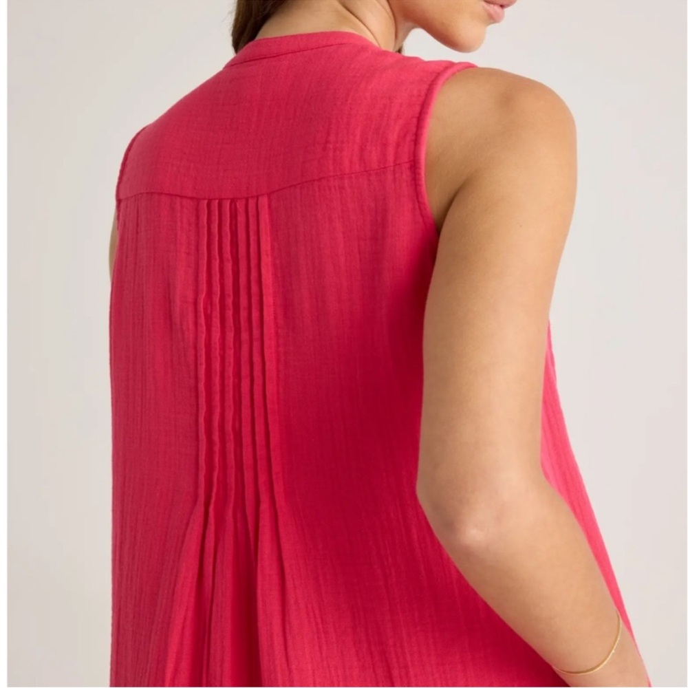 NWT Quince women's 100% organic cotton gauze sleeveless hot pink swing dress M - Picture 5 of 10